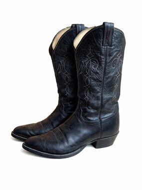 Vintage Justin 3901 Black Leather Western Cowboy Boots Men’s 9.5 D USA